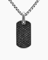 Chevron Tag in Sterling Silver with Black Diamonds, 27mm